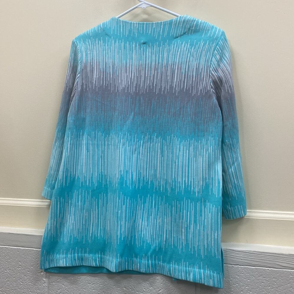 Ming Wang women’s L NWT Teal and white Knit jacket - Picture 5 of 5